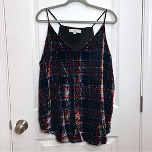 LOFT Multicolor Plaid Velvet Tank Top